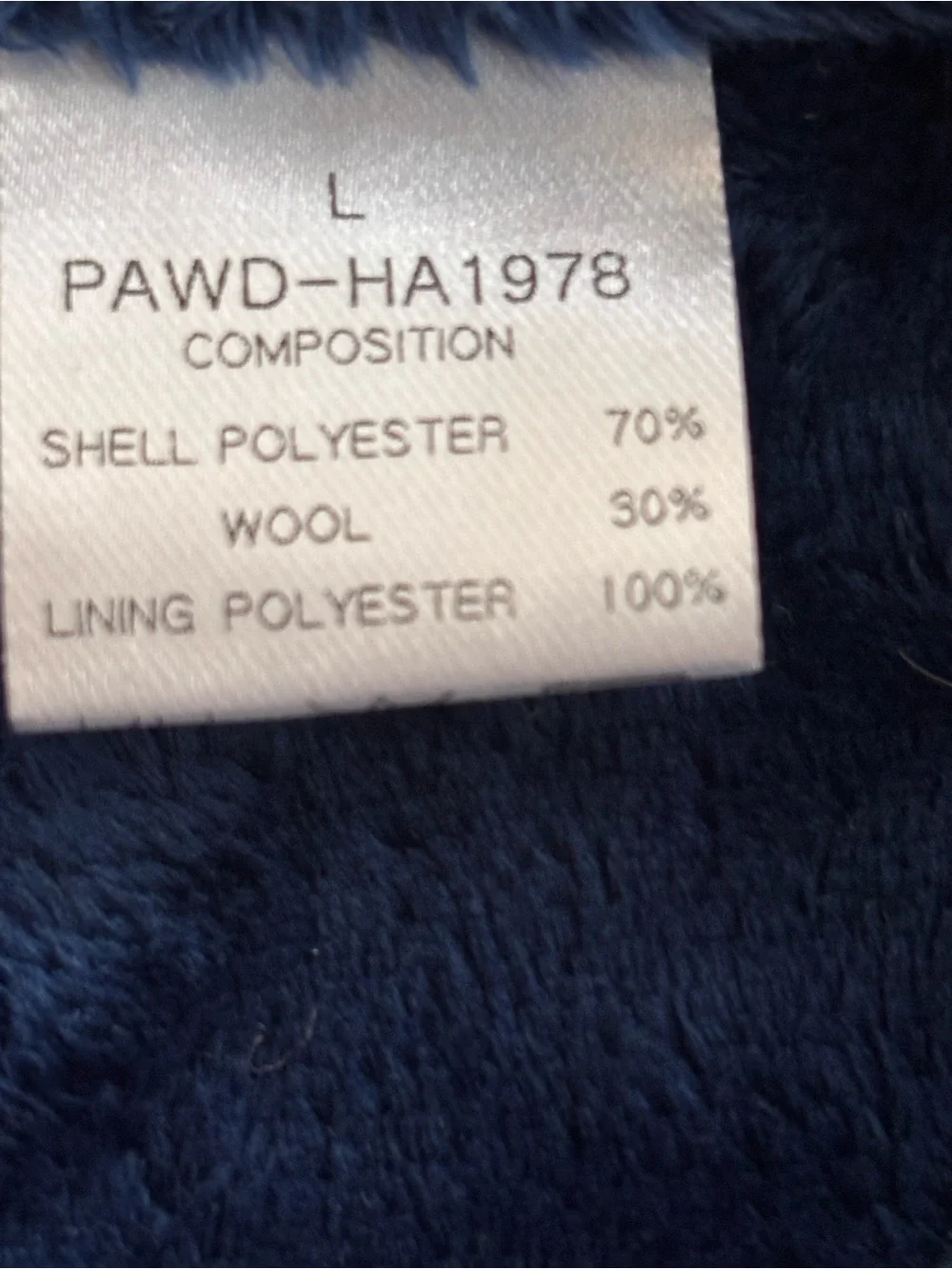 Puppia Kent Houndstooth Winter Dog Harness Blue Size Large NWT